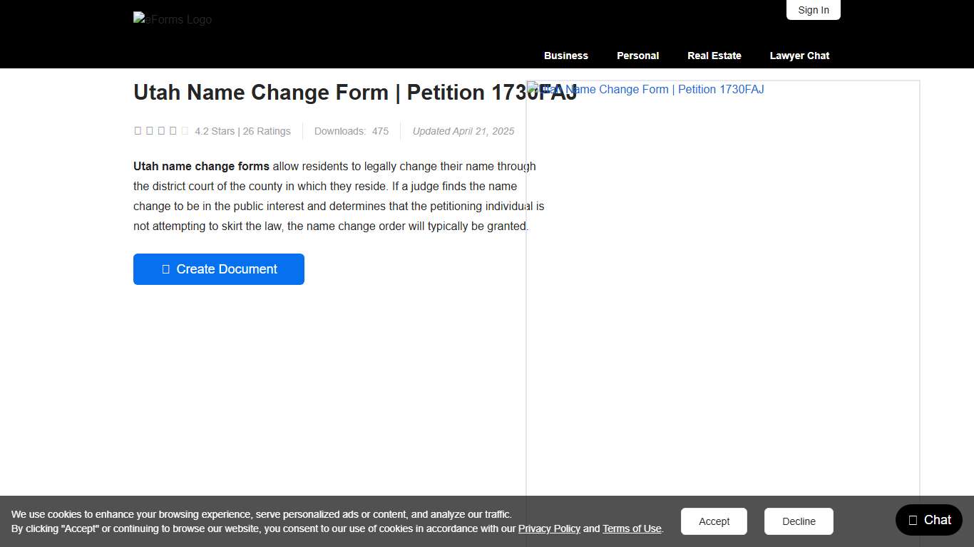 Free Utah Name Change Forms Petition 1730FAJ - PDF – eForms